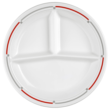 V219 IM_Platte rund 3 tlg. 25,5 cm Vitalis rot-grau 34440