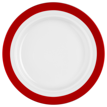 Teller flach 25,5 cm Vitalis dunkelrotes Band 34929