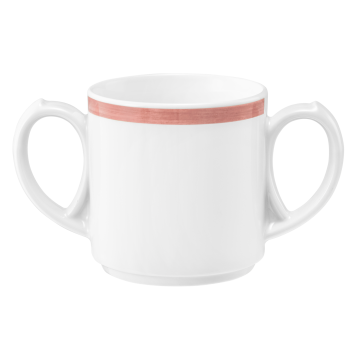 Becher mit 2 Henkel 0,28 l Community Pinselband rot 57393