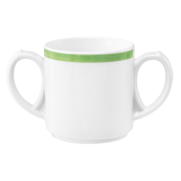 Becher mit 2 Henkel 0,28 l Community Pinselband grün 57394