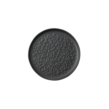 Platte rund 13 cm Vollrelief Nori Bisquit schwarz