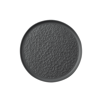 Platte rund 18 cm Vollrelief Nori Bisquit schwarz