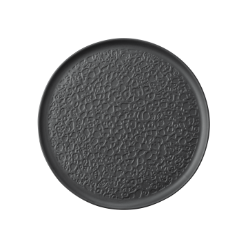 Platte rund 22 cm Vollrelief Nori Bisquit schwarz