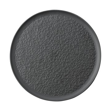 Platte rund 26 cm Vollrelief Nori Bisquit schwarz
