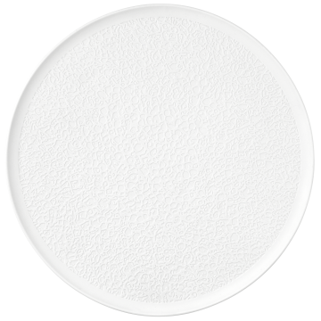 Platte rund 37,5 cm Vollrelief Nori Bisquit weiß