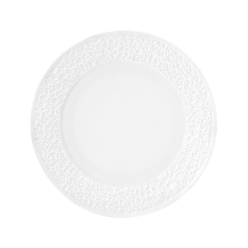 Teller flach 21 cm Relief schmal Nori weiß uni