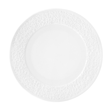 Teller flach 28 cm Relief schmal Nori weiß uni