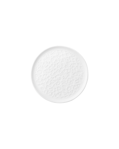 Platte rund 13 cm Vollrelief Nori Bisquit wei&szlig;