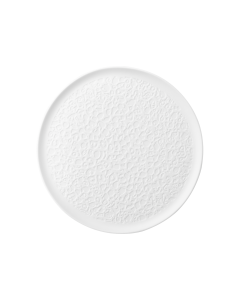 Platte rund 22 cm Vollrelief Nori Bisquit wei&szlig;