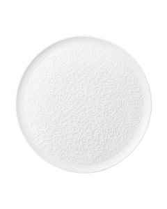 Platte rund 26 cm Vollrelief Nori Bisquit wei&szlig;